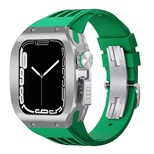 KCHSRKHXC Sport Rubber Watch Band Titanium Alloy Watch Case Modification Kit ， für 8 7 6 5 4 SE 44mm 45mm Serie Uhr Upgrade -Austausch Luxus Uhrengurt Kit von KCHSRKHXC