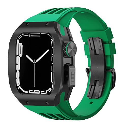 KCHSRKHXC Sport Rubber Watch Band Titanium Alloy Watch Case Modification Kit ， für 8 7 6 5 4 SE 44mm 45mm Serie Uhr Upgrade -Austausch Luxus Uhrengurt Kit von KCHSRKHXC