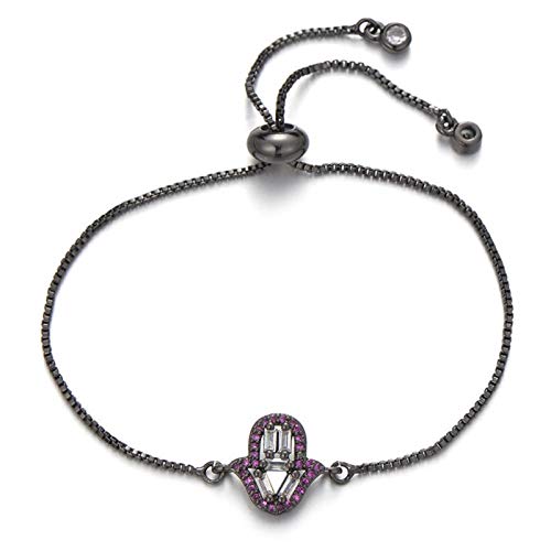 KCHSRKHXC Square Cumbic Damenschmuck Zirkonia Sliding Kette Pink Crystal Female von KCHSRKHXC