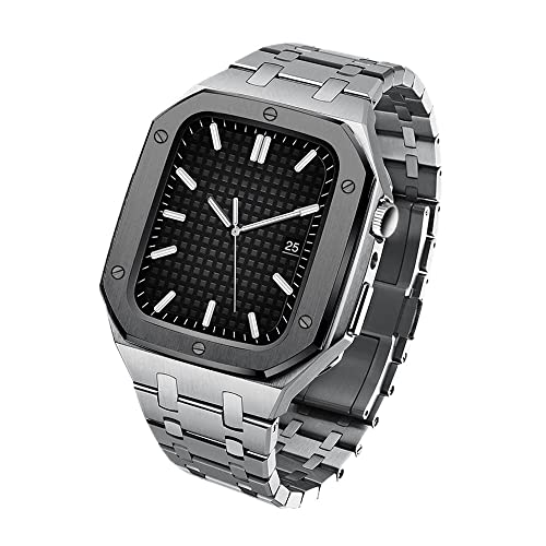 KCHSRKHXC Stainless Steel Metal Watch Case And Band Bezel Modification Kit Set,For Band Series 9 8 7 45mm 6 5 4 SE 44mm Series Upgrade Refit Watch Strap KCHSRKHXC Stainless Steel Metal Watch Case And Band Bezel Modification Kit Set,For Band Series 9 8 7 45mm 6 5 4 SE 44mm Series Upgrade Refit Watch Strap von KCHSRKHXC