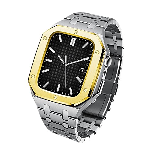 KCHSRKHXC Stainless Steel Metal Watch Case And Band Bezel Modification Kit Set,For Band Series 9 8 7 45mm 6 5 4 SE 44mm Series Upgrade Refit Watch Strap KCHSRKHXC Stainless Steel Metal Watch Case And Band Bezel Modification Kit Set,For Band Series 9 8 7 45mm 6 5 4 SE 44mm Series Upgrade Refit Watch Strap von KCHSRKHXC
