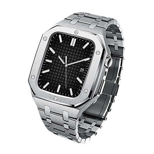 KCHSRKHXC Stainless Steel Metal Watch Case And Band Bezel Modification Kit Set,For Band Series 9 8 7 45mm 6 5 4 SE 44mm Series Upgrade Refit Watch Strap KCHSRKHXC Stainless Steel Metal Watch Case And Band Bezel Modification Kit Set,For Band Series 9 8 7 45mm 6 5 4 SE 44mm Series Upgrade Refit Watch Strap von KCHSRKHXC