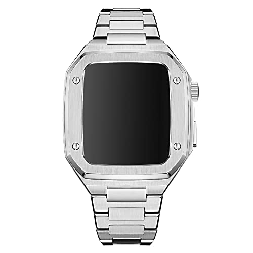 KCHSRKHXC Stainless Steel Watch Case Strap，For Band 9 8 7 6 5 4 SE 44mm 45mm Series Watch Replace Upgrade Bracelet Strap Metal Case Modification Kit von KCHSRKHXC