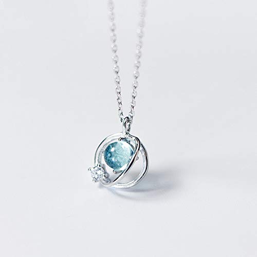 KCHSRKHXC Sterling Silber Silber Aurora Raum Planet Anhänger Halsketten für Frauen schöne Steinkette Anhänger von KCHSRKHXC