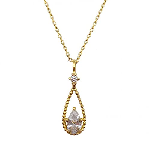 KCHSRKHXC Sterling Silber Silber Drop Zirkon Halsketten für Frauen Kettenhellschmuck von KCHSRKHXC