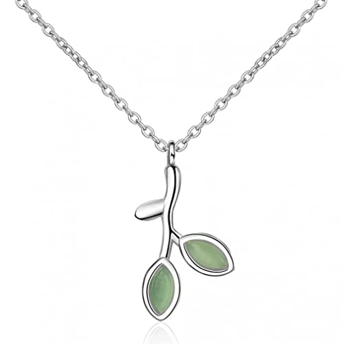KCHSRKHXC Sterling Silber Silber Frau Schmuck Blattkristall Zirkon Opal Anhänger Halskette Länge 40 3,5 cm KCHSRKHXC Sterling Silber Silber Frau Schmuck Blattkristall Zirkon Opal Anhänger Halskette Länge 40 3,5 cm von KCHSRKHXC