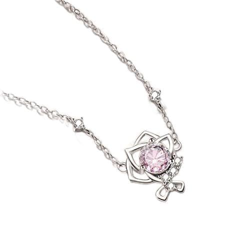 KCHSRKHXC Sterling Silber Silber Kristall romantische Rose Hochzeit Nacklaces Vintage Design Blume Halskette für Frauen Fein Schmuck KCHSRKHXC Sterling Silber Silber Kristall romantische Rose Hochzeit Nacklaces Vintage Design Blume Halskette für Frauen Fein Schmuck von KCHSRKHXC