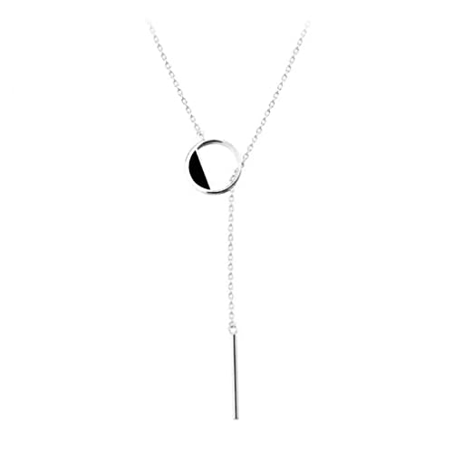 KCHSRKHXC Sterling Silber Silber Schwarz Runde Halskette für Frauen Quastenschmuck von KCHSRKHXC