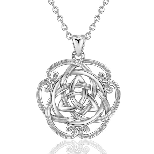 KCHSRKHXC Sterling Silver Silver Luxury Irish Flower Pendant Necklace For Women Birthday Gifts Fine Jewelry KCHSRKHXC Sterling Silver Silver Luxury Irish Flower Pendant Necklace For Women Birthday Gifts Fine Jewelry von KCHSRKHXC