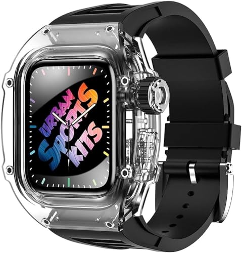 KCHSRKHXC Transparent Glacier Watch Hülle Silikon Uhrengurt Urban Sport Mod Kit ， für Serie Ultra 8 49mm 7 6 5 4 Se 44mm 45 mm Gummi -Uhren -Band Ersetzen von KCHSRKHXC