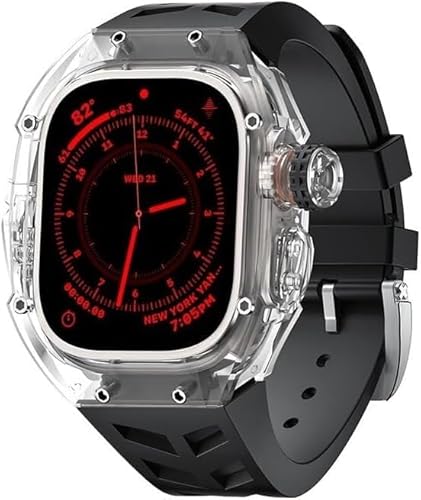 KCHSRKHXC Transparent Glacier Watch Hülle Silikon Uhrengurt Urban Sport Mod Kit ， für Serie Ultra 8 49mm 7 6 5 4 Se 44mm 45 mm Gummi -Uhren -Band Ersetzen von KCHSRKHXC