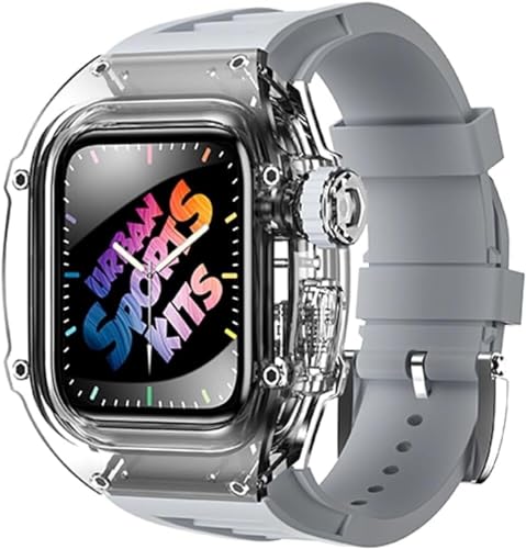 KCHSRKHXC Transparent Glacier Watch Hülle Silikon Uhrengurt Urban Sport Mod Kit ， für Serie Ultra 8 49mm 7 6 5 4 Se 44mm 45 mm Gummi -Uhren -Band Ersetzen von KCHSRKHXC