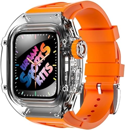 KCHSRKHXC Transparent Glacier Watch Hülle Silikon Uhrengurt Urban Sport Mod Kit ， für Serie Ultra 8 49mm 7 6 5 4 Se 44mm 45 mm Gummi -Uhren -Band Ersetzen von KCHSRKHXC