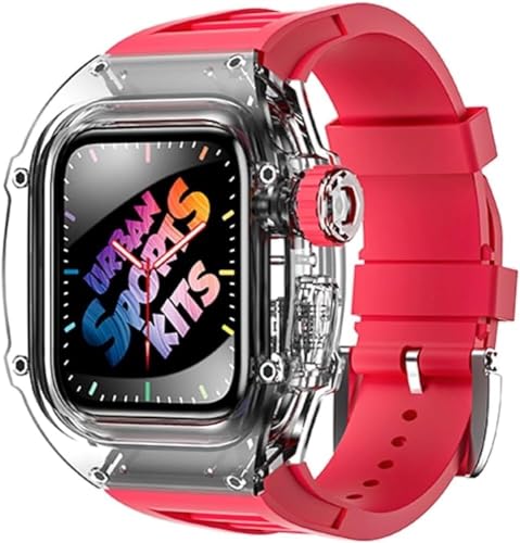 KCHSRKHXC Transparent Glacier Watch Hülle Silikon Uhrengurt Urban Sport Mod Kit ， für Serie Ultra 8 49mm 7 6 5 4 Se 44mm 45 mm Gummi -Uhren -Band Ersetzen von KCHSRKHXC