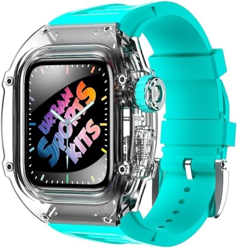 KCHSRKHXC Transparent Glacier Watch Hülle Silikon Uhrengurt Urban Sport Mod Kit ， für Serie Ultra 8 49mm 7 6 5 4 Se 44mm 45 mm Gummi -Uhren -Band Ersetzen von KCHSRKHXC