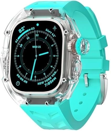 KCHSRKHXC Transparent Glacier Watch Hülle Silikon Uhrengurt Urban Sport Mod Kit ， für Serie Ultra 8 49mm 7 6 5 4 Se 44mm 45 mm Gummi -Uhren -Band Ersetzen von KCHSRKHXC
