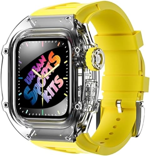 KCHSRKHXC Transparent Glacier Watch Hülle Silikon Uhrengurt Urban Sport Mod Kit ， für Serie Ultra 8 49mm 7 6 5 4 Se 44mm 45 mm Gummi -Uhren -Band Ersetzen von KCHSRKHXC