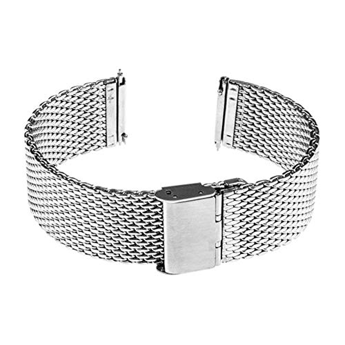 KCHSRKHXC Uhrengurt 16mm 18 mm 20 mm 22 mm Universal Watchband Schnellveröffentlichung Watch Band Mesh Edelstahlband Handgelenkriemenarmband Schwarz von KCHSRKHXC