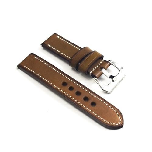 KCHSRKHXC Wachgurt Kuh Leder Retro handgefertigtes Armband 20mm 22 mm 24 mm Vintage Dicke Uhrenbandgurte polierte Schnalle von KCHSRKHXC