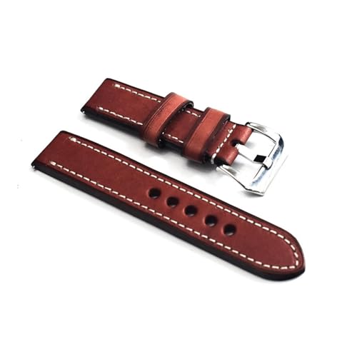 KCHSRKHXC Wachgurt Kuh Leder Retro handgefertigtes Armband 20mm 22 mm 24 mm Vintage Dicke Uhrenbandgurte polierte Schnalle von KCHSRKHXC