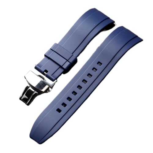 KCHSRKHXC Wasserdichtes Gummi -Schmetterlingsschlossriemen 20 22 24 mm Männer blau grün schwarzer Schnellfreisetzchen Silikonarmband, Uhrenarmband von KCHSRKHXC