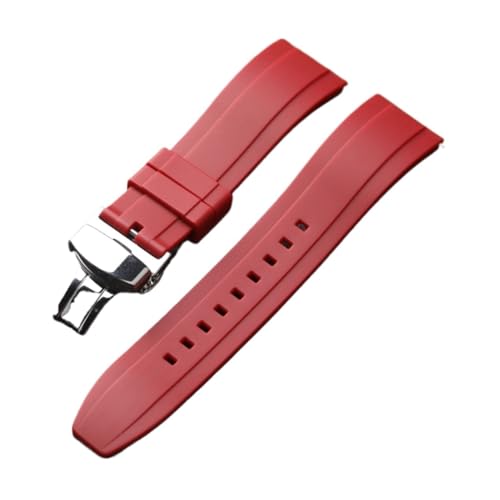 KCHSRKHXC Wasserdichtes Gummi -Schmetterlingsschlossriemen 20 22 24 mm Männer blau grün schwarzer Schnellfreisetzchen Silikonarmband, Uhrenarmband von KCHSRKHXC
