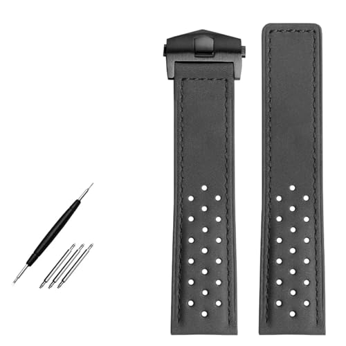 KCHSRKHXC Watchband 22mm echtes Lederarmband Uhrengurt Herren Armbanduhr Band Faltschnalle Nubuck Uhren -Armband -Accessoires von KCHSRKHXC