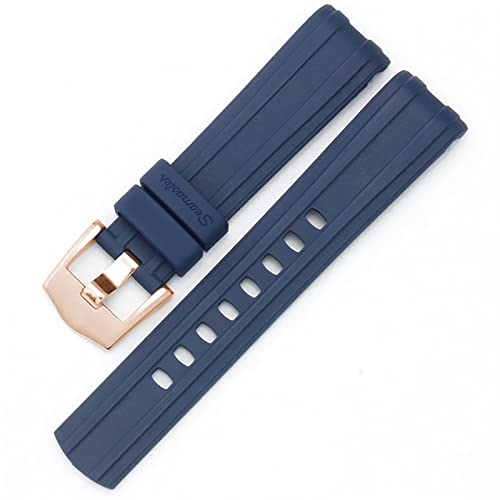 KCHSRKHXC for Omega Watch Band 007 Planet Ocean AT150 Pin Buckle Silicone Watch Strap Watch Accessories Rubber Watch Bracelet (Color : Blue-Silver Buckle, Size : 20mm) von KCHSRKHXC