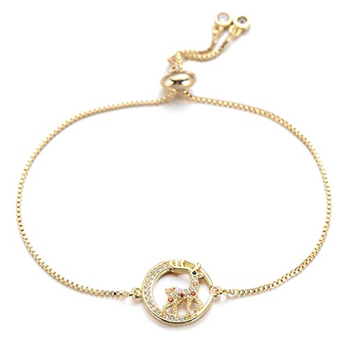 KCHSRKHXC süße Elchhirsch Charme Tierschmuck Slider Kette Kubikzirkonia Runde für Frauenkind von KCHSRKHXC
