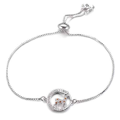 KCHSRKHXC süße Elchhirsch Charme Tierschmuck Slider Kette Kubikzirkonia Runde für Frauenkind von KCHSRKHXC