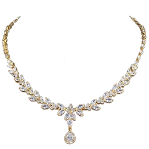 Zirkonia gelbe Bräute Hochzeit Schmuck Set für Frauen Partykleid Schmucksets Sets von KCHSRKHXC