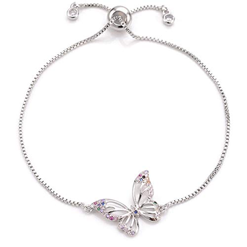 süße kubische Zirkonia Schmetterling Charme weibliche Rose Verstellbare Kette weiblicher Schmuck von KCHSRKHXC