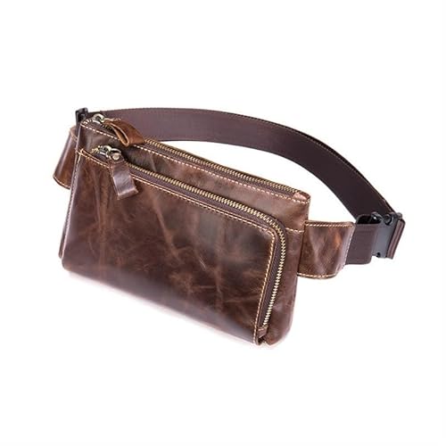 KCHYCV Herren-Hüfttasche aus echtem Leder, langlebig und praktisch, mehrere Taschen und Fächer, sicherer Reißverschluss, angenehm zu tragen, geeignet for Reisen und den täglichen Gebrauch(8900X) von KCHYCV