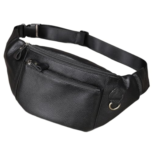 KCHYCV Herren-Hüfttasche aus echtem Leder, langlebig und praktisch, mehrere Taschen und Fächer, sicherer Reißverschluss, angenehm zu tragen, geeignet for Reisen und den täglichen Gebrauch(B) von KCHYCV