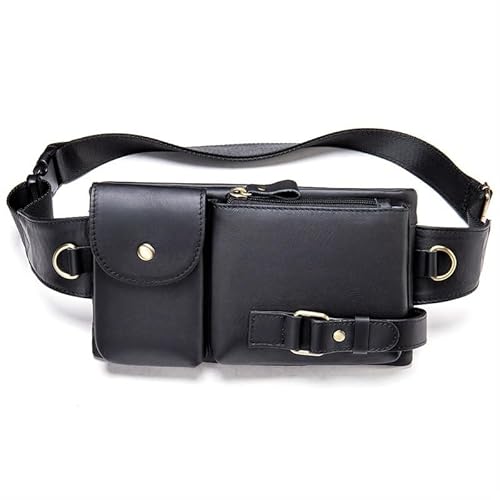 KCHYCV Herren-Hüfttasche aus echtem Leder, langlebig und praktisch, mehrere Taschen und Fächer, sicherer Reißverschluss, angenehm zu tragen, geeignet for Reisen und den täglichen Gebrauch(G) von KCHYCV