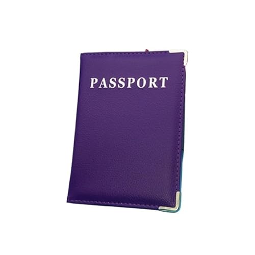 KCHYCV Leder Reisepasshülle Damen Herren Reisepasshülle Reiseausweis Kreditkartenetui (Color : Purple) von KCHYCV