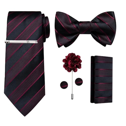 KCHYCV Men's Tie & Cufflinks Set Premium Silk Tie with Pocket Square & Cufflinks Elegant Mens Accessories Gift Set for Formal Weddings & Business Classic Design with Patterns(7237-3029-LJBR) von KCHYCV