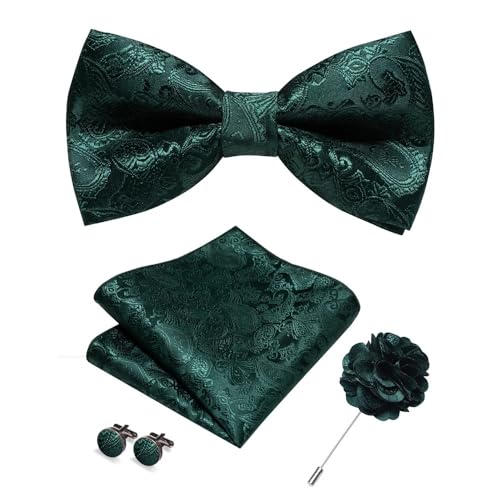 Herren-Krawatten- und Manschettenknöpfe-Set, hochwertige Seidenkrawatte mit Einstecktuch und Manschettenknöpfen, elegantes Herren-Accessoire-Geschenkset for formelle Hochzeiten und Business, klassisch von KCHYCV