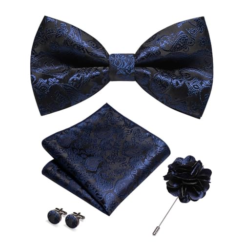 Herren-Krawatten- und Manschettenknöpfe-Set, hochwertige Seidenkrawatte mit Einstecktuch und Manschettenknöpfen, elegantes Herren-Accessoire-Geschenkset for formelle Hochzeiten und Business, klassisch von KCHYCV