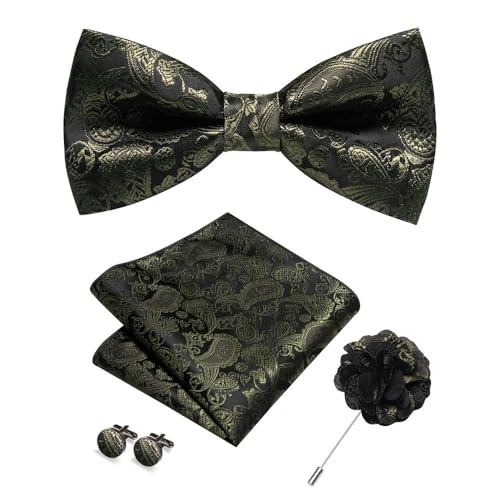 Herren-Krawatten- und Manschettenknöpfe-Set, hochwertige Seidenkrawatte mit Einstecktuch und Manschettenknöpfen, elegantes Herren-Accessoire-Geschenkset for formelle Hochzeiten und Business, klassisch von KCHYCV