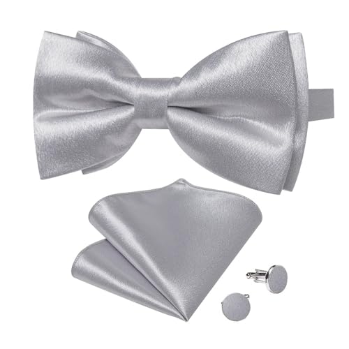 KCHYCV Men's Tie & Cufflinks Set Premium Silk Tie with Pocket Square & Cufflinks Elegant Mens Accessories Gift Set for Formal Weddings & Business Classic Design with Patterns(LDLH7189) von KCHYCV