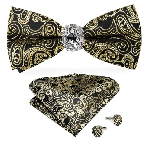 Herren-Krawatten- und Manschettenknöpfe-Set, hochwertige Seidenkrawatte mit Einstecktuch und Manschettenknöpfen, elegantes Herren-Accessoire-Geschenkset for formelle Hochzeiten und Business, klassisch von KCHYCV