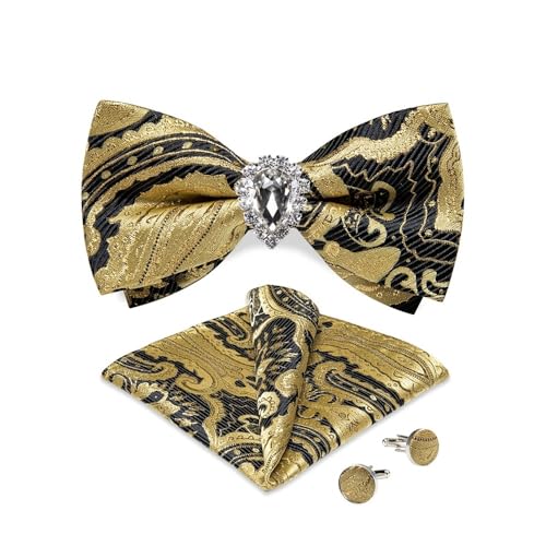 KCHYCV Men's Tie & Cufflinks Set Premium Silk Tie with Pocket Square & Cufflinks Elegant Mens Accessories Gift Set for Formal Weddings & Business Classic Design with Patterns(LH-0147-JZ0013) von KCHYCV