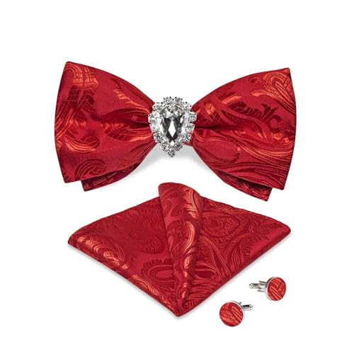 KCHYCV Men's Tie & Cufflinks Set Premium Silk Tie with Pocket Square & Cufflinks Elegant Mens Accessories Gift Set for Formal Weddings & Business Classic Design with Patterns(LH-0148-JZ0013) von KCHYCV