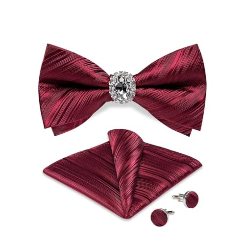 Herren-Krawatten- und Manschettenknöpfe-Set, hochwertige Seidenkrawatte mit Einstecktuch und Manschettenknöpfen, elegantes Herren-Accessoire-Geschenkset for formelle Hochzeiten und Business, klassisch von KCHYCV
