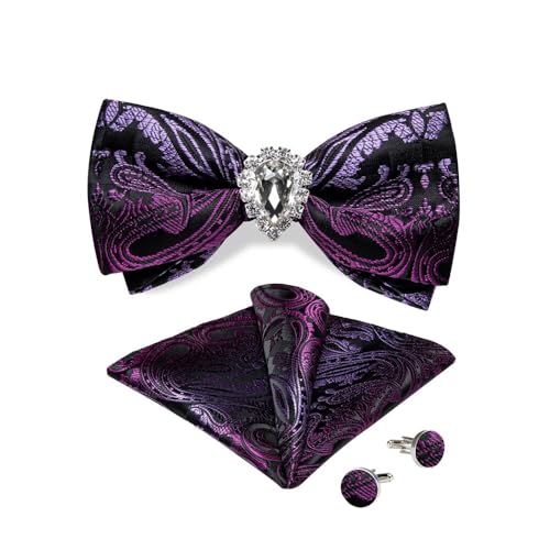 KCHYCV Men's Tie & Cufflinks Set Premium Silk Tie with Pocket Square & Cufflinks Elegant Mens Accessories Gift Set for Formal Weddings & Business Classic Design with Patterns(LH-0150-JZ0013) von KCHYCV