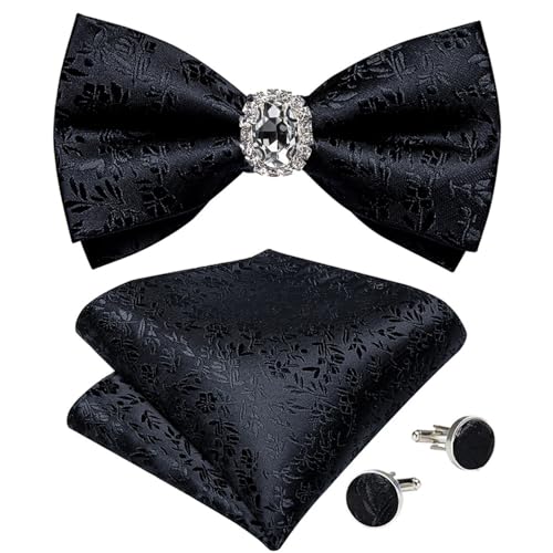 Herren-Krawatten- und Manschettenknöpfe-Set, hochwertige Seidenkrawatte mit Einstecktuch und Manschettenknöpfen, elegantes Herren-Accessoire-Geschenkset for formelle Hochzeiten und Business, klassisch von KCHYCV