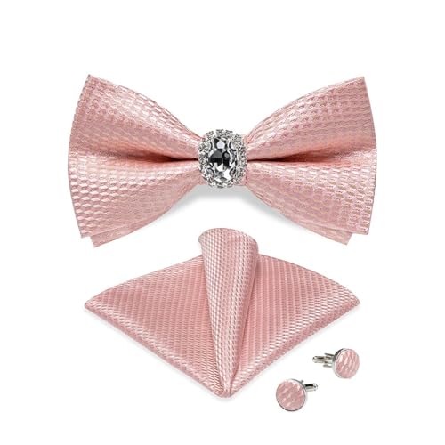 Herren-Krawatten- und Manschettenknöpfe-Set, hochwertige Seidenkrawatte mit Einstecktuch und Manschettenknöpfen, elegantes Herren-Accessoire-Geschenkset for formelle Hochzeiten und Business, klassisch von KCHYCV