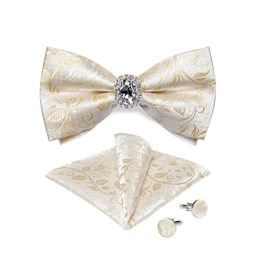 Herren-Krawatten- und Manschettenknöpfe-Set, hochwertige Seidenkrawatte mit Einstecktuch und Manschettenknöpfen, elegantes Herren-Accessoire-Geschenkset for formelle Hochzeiten und Business, klassisch von KCHYCV