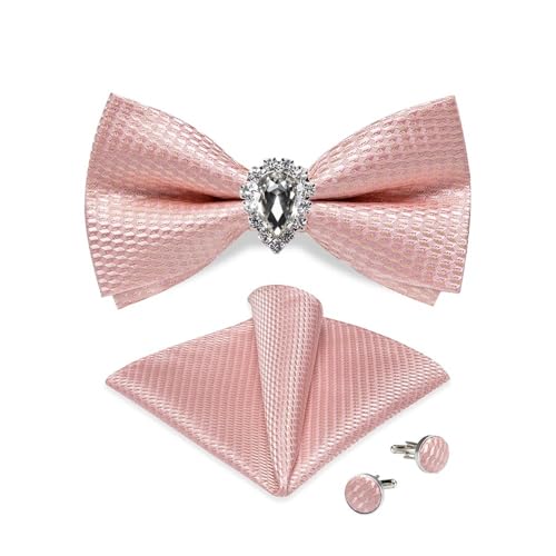 KCHYCV Men's Tie & Cufflinks Set Premium Silk Tie with Pocket Square & Cufflinks Elegant Mens Accessories Gift Set for Formal Weddings & Business Classic Design with Patterns(LH-0154-JZ0013) von KCHYCV